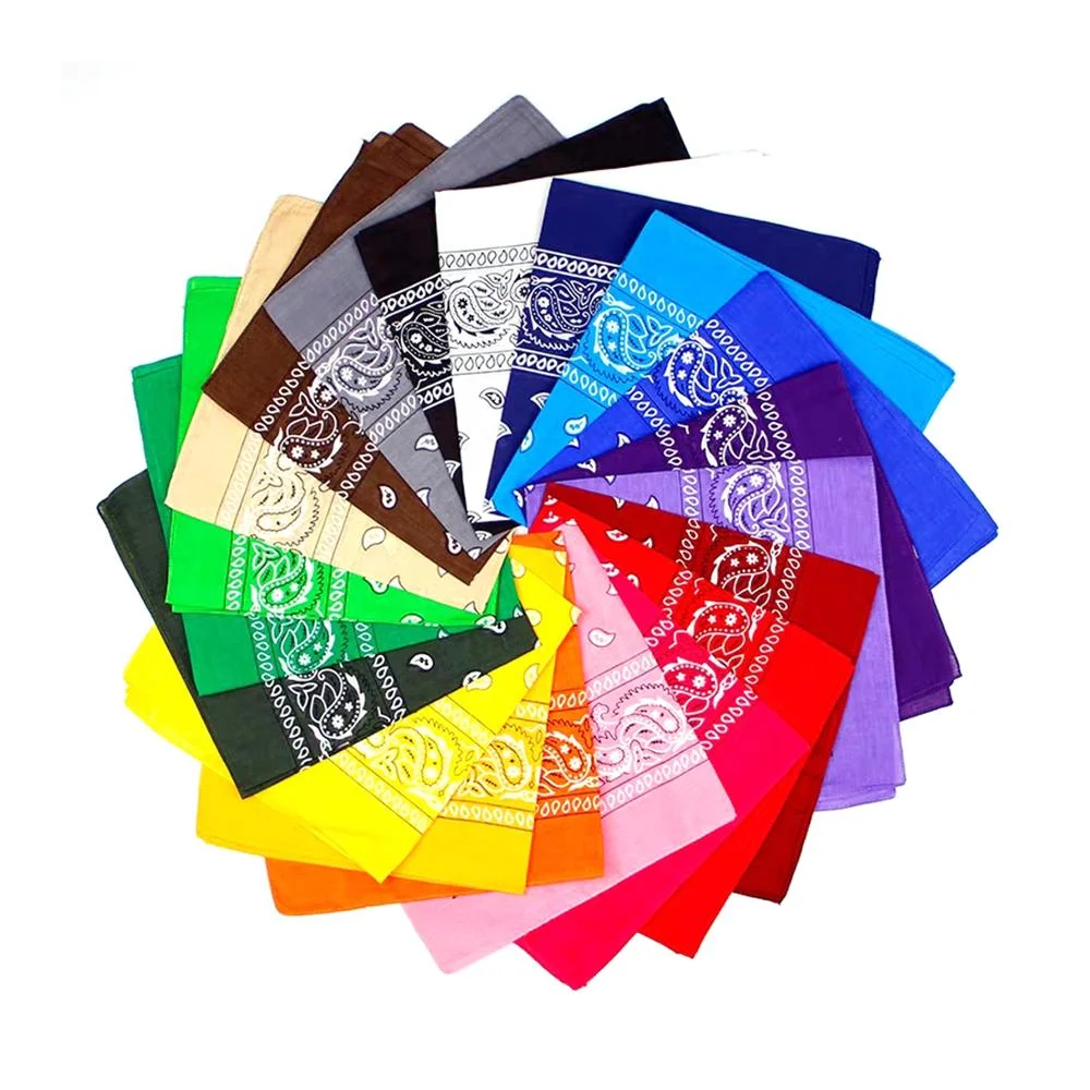 Fashion skin friendly custom color 100% Chinese-style cotton 21 inch* 21 inch hand kerchief bandanna square bandanna