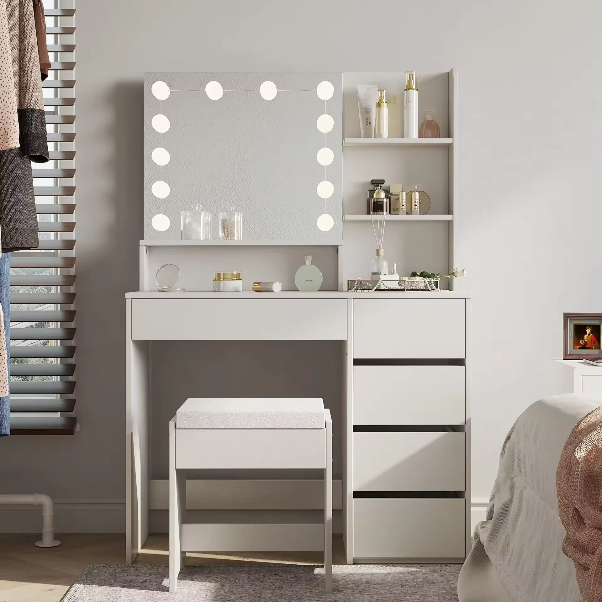 Bedroom Furniture Makeup Vanity Table Set Modern Dresser Makeup Vanity Desk Luxury Dressing Table With Mirror And Drawers