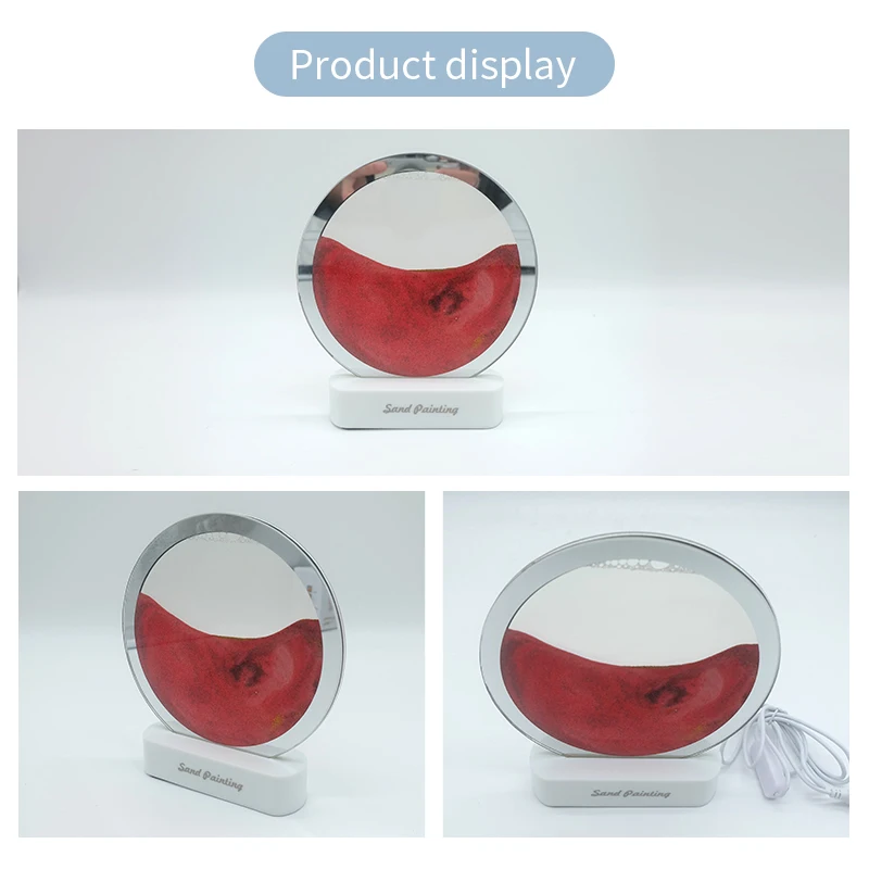 3D Dynamic Moving Sand Picture Lamp LED Light Hourglass Quicksand Painting Table Lamp Flowing Sand Art Decorative Lighting