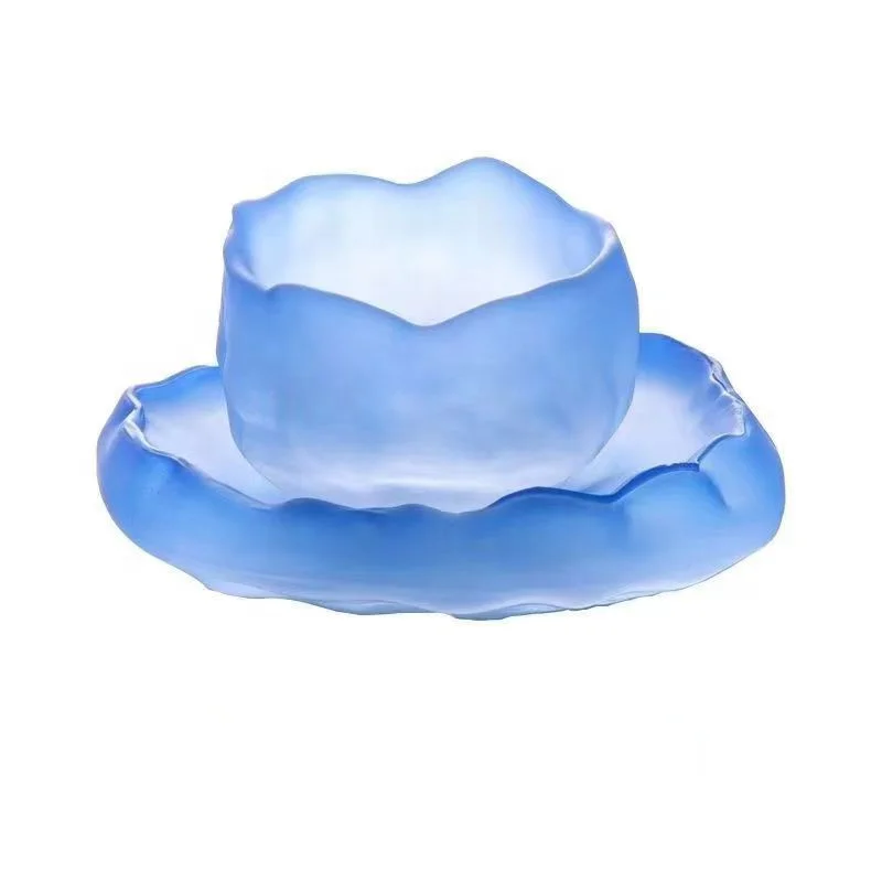 Hot pink clear frosted tea glass custom colored teacup set