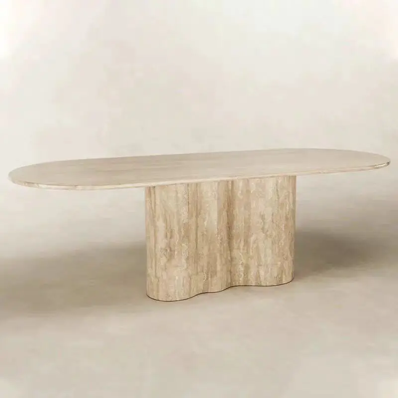 Northern Europe natural cave stone table rectangular light luxury living room modern simple marble negotiating table