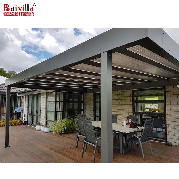 Прочная беседка темно-серого цвета для сада, Новейший современный дизайн