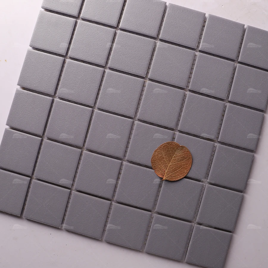 Regular Stock Skid Resistant Unglazed Full Body Porcelain Ceramic Anti Slip Matte Mosaic Tiles Green For Pool