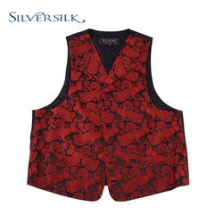 Роскошный красный жилет в американском стиле с цветочным принтом пейсли, мужской костюм, жилет для свадьбы