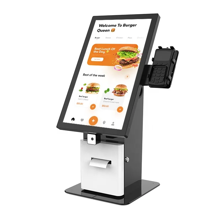 Countertop 21.5inch self payment touch screen desk order kiosk with thermal printer