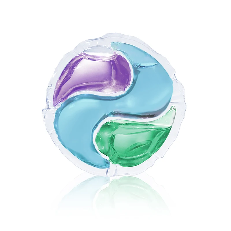 OEM High Quality Laundry Pod Water Soluble Lasting Smell Liquid Laundry Detergent Capsules 3 cavity laundry beads
