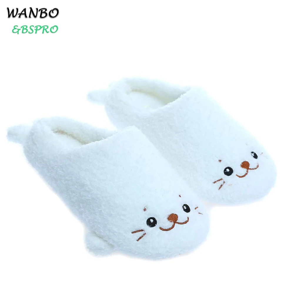 
BSPRO #CHPS0303 plush seal cute household indoor keep warm snow white shoes 