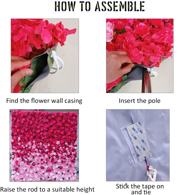 3D Silk Hydrangea Rose Floral Panel fabric artifical wall flowers Backdrop wall artificial flowers pink and white flower wall