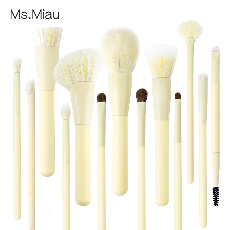 BELLEZA luxury highend custom creamy yellow makeupbrush set