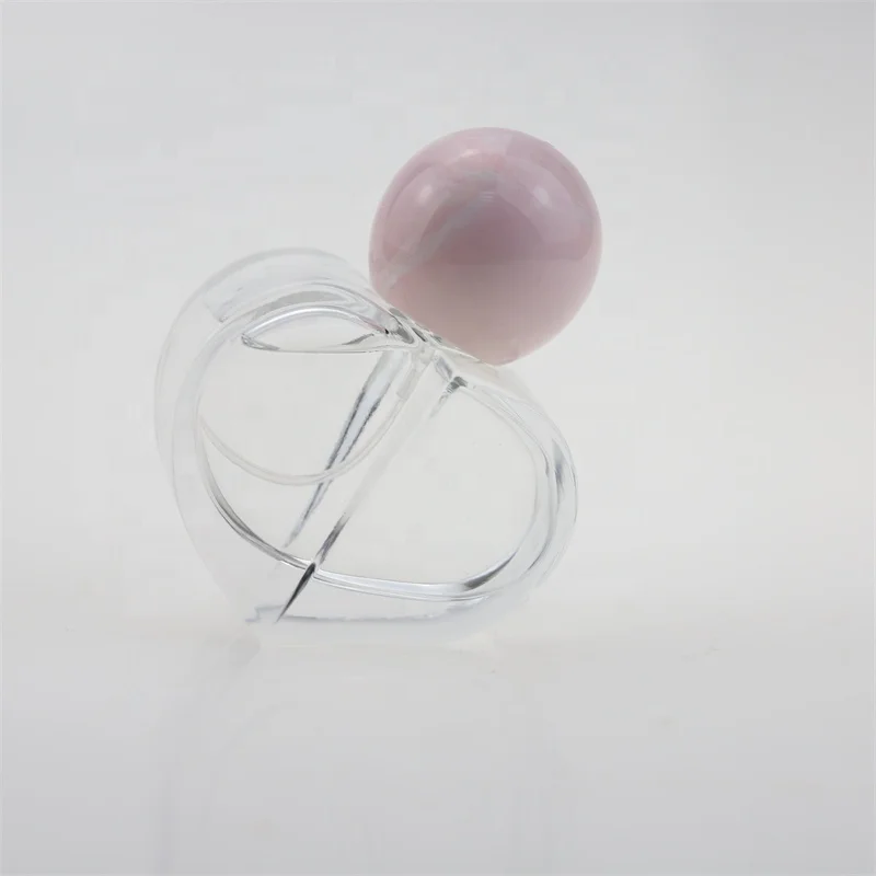 50ml heart shape clear glass perfume bottle luxury glass bottle with heart shape cap