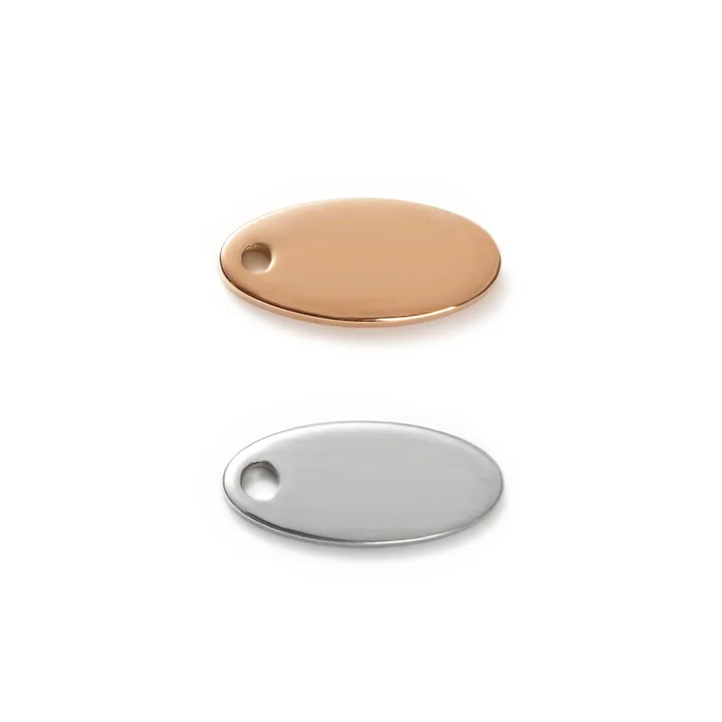 High Polished Stainless Steel Oval Blank Brand Metal Label Charm Tag For DIY Handmade Jewelry Accessories