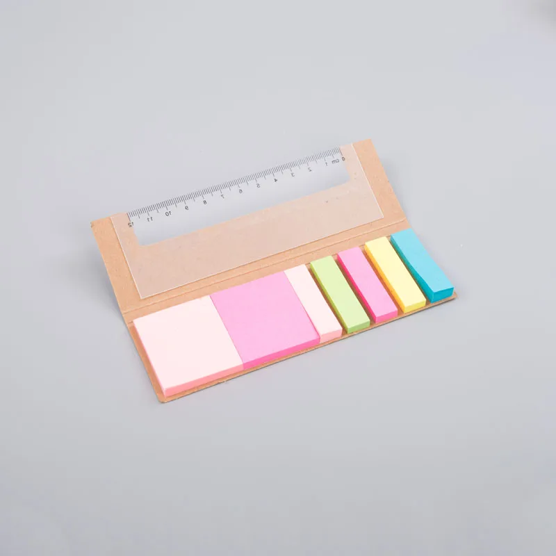 Eco-friendly cheap kraft cover mini smart sticky notepad with ruler