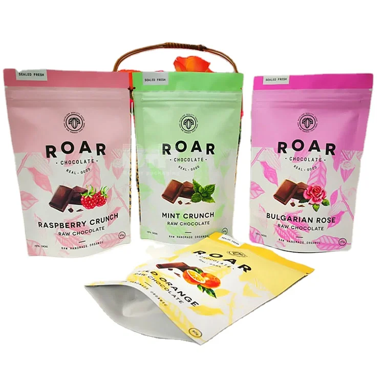 Customized Stand Up Maylar Pouch Packaging Seal Zipper Bags For Biscuit Chocolate Dry food Candy and Dry fruit