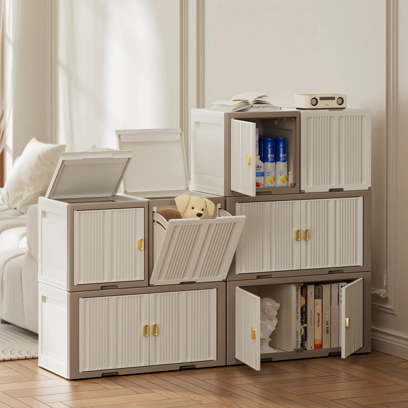 HAIXIN современный дизайн складной ящик для хранения в шкафу пластиковый игрушек Штабелируемый домашнего использования