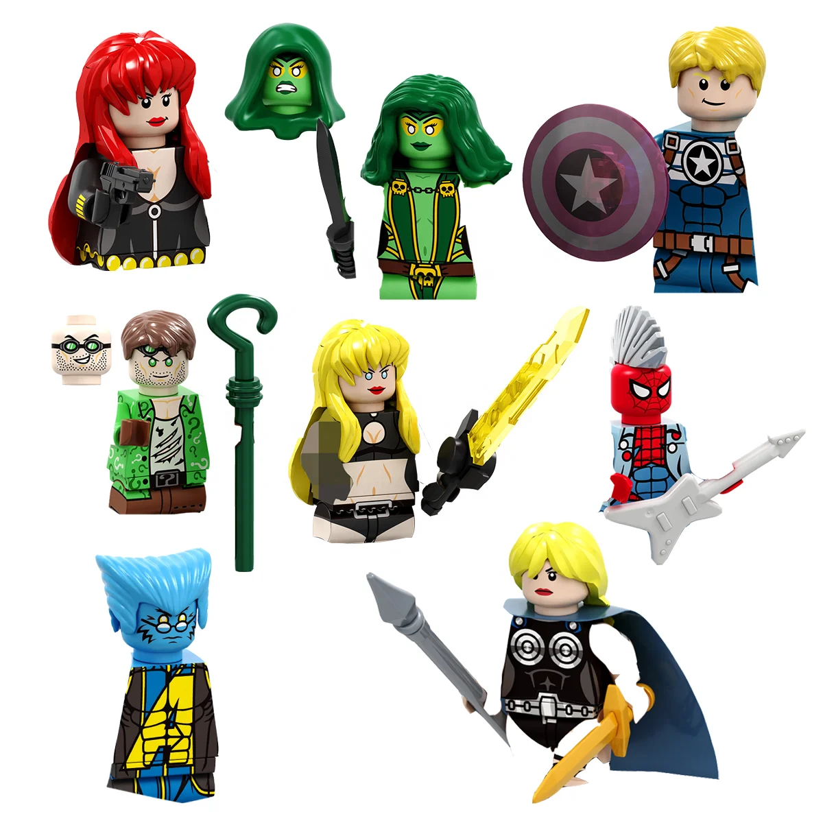 Movie Characters Marvel Hobie Brown Cartoon Mini Action Building Block Superheroes Plastic Toy Mark Minifig Figure Assembled Toy