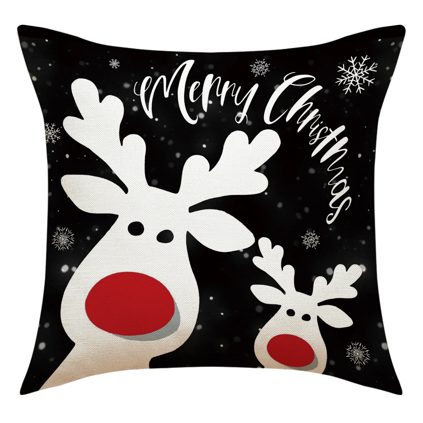 Black concise christmas series pillow covers elk with letters pillow cover home decor
