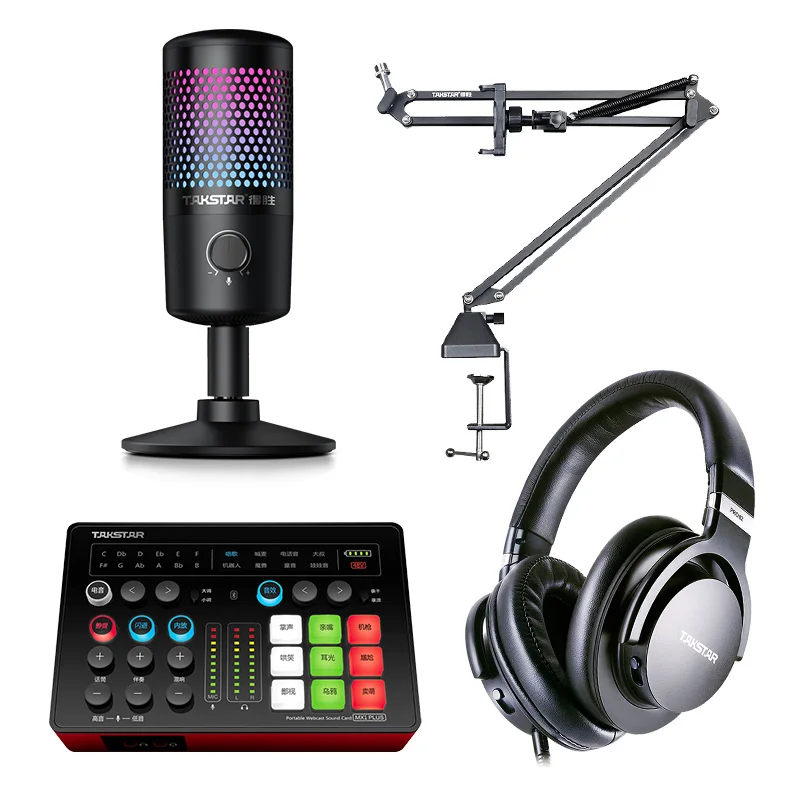 Takstar studio equipment audio Interfaces USB Microphone DJ Headphone Monitor Speaker Live Sound Card Kit
