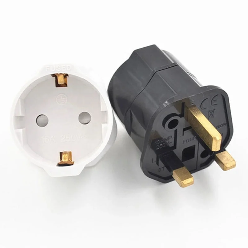 2021 EU Euro 2 Pin to UK 3 Pin Plug AC Universal Adapter Travel Converter European 250V 13A Travel Adapter