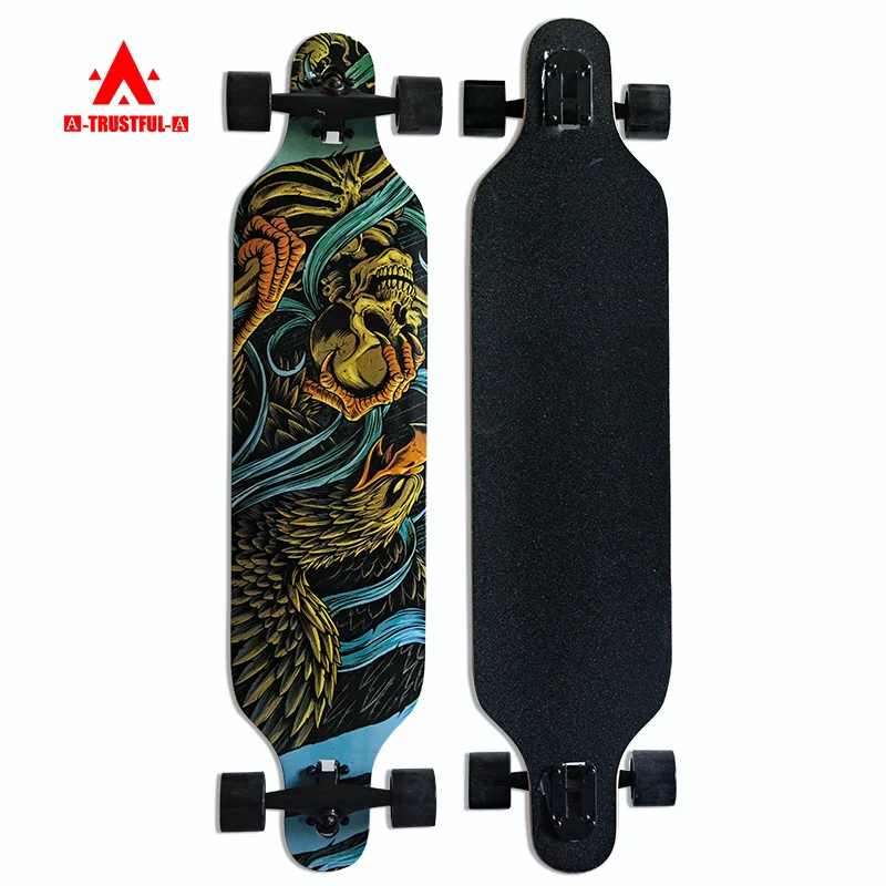 Custom Adult Professional Longboard Non-slip Deck Thickened 9-Ply Maple Wood Skateboard