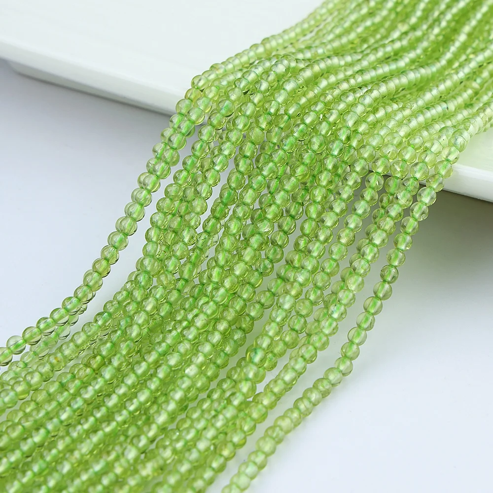 JSES Natural A+ Peridot 3mm Loose Stone Beads for Jewelry Making DIY Wholesale Gemstones Crystal Agate Jade Jasper Loose Beads