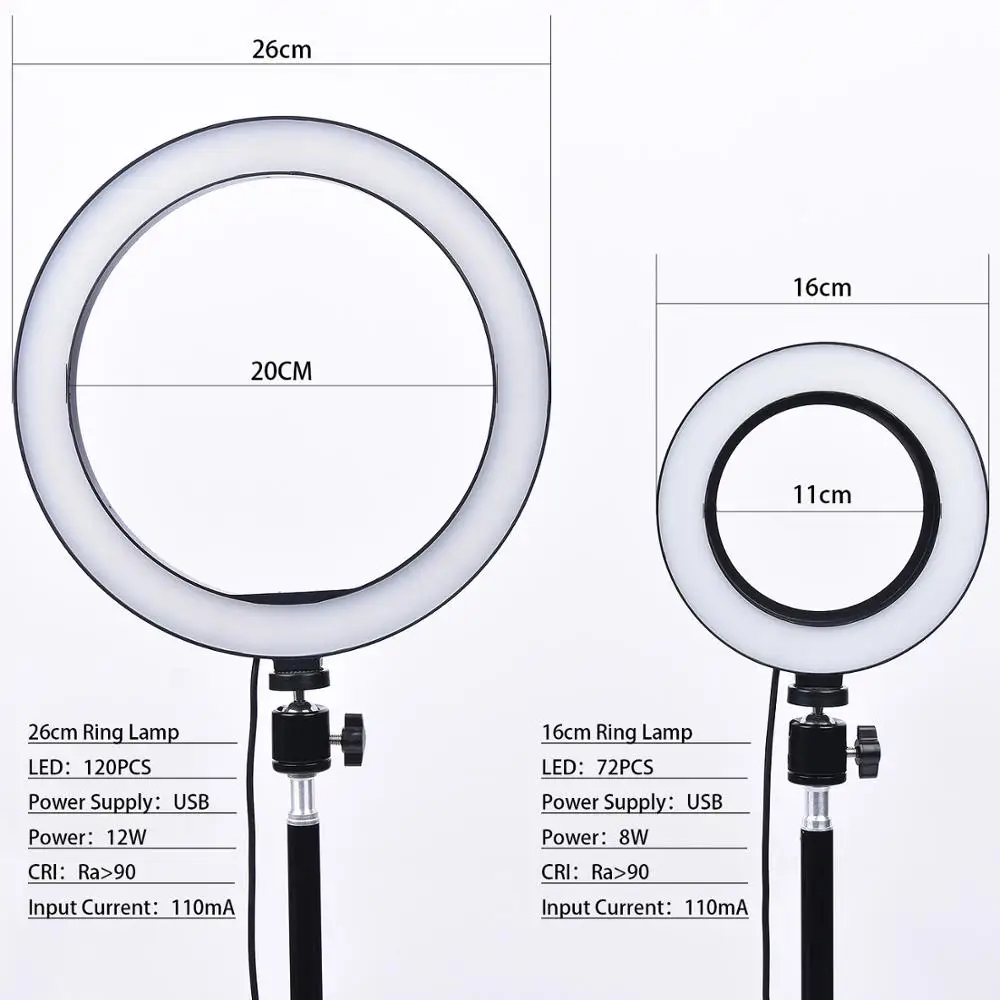 10 Inch Dimmable LED Studio Selfie Ring Light Phone Phone Lamp With Tripod Ring Desk Fill Light