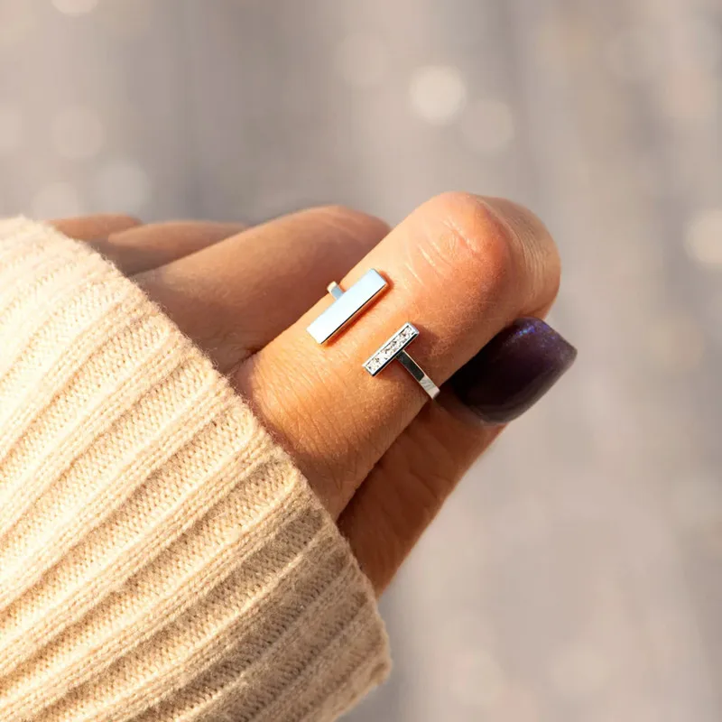 Design Wedding Rings Light Luxury Ring Double T-Shaped Open Ring For Women Girls