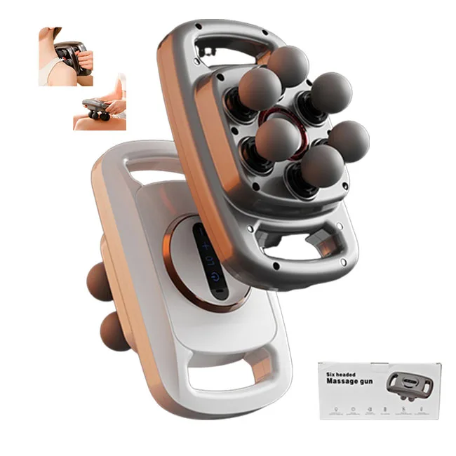 2024 Oem LED Screen Handheld 6-Heads fascial muscle Massage Gun Deep Tissue Full Body Massager for Pain Relief