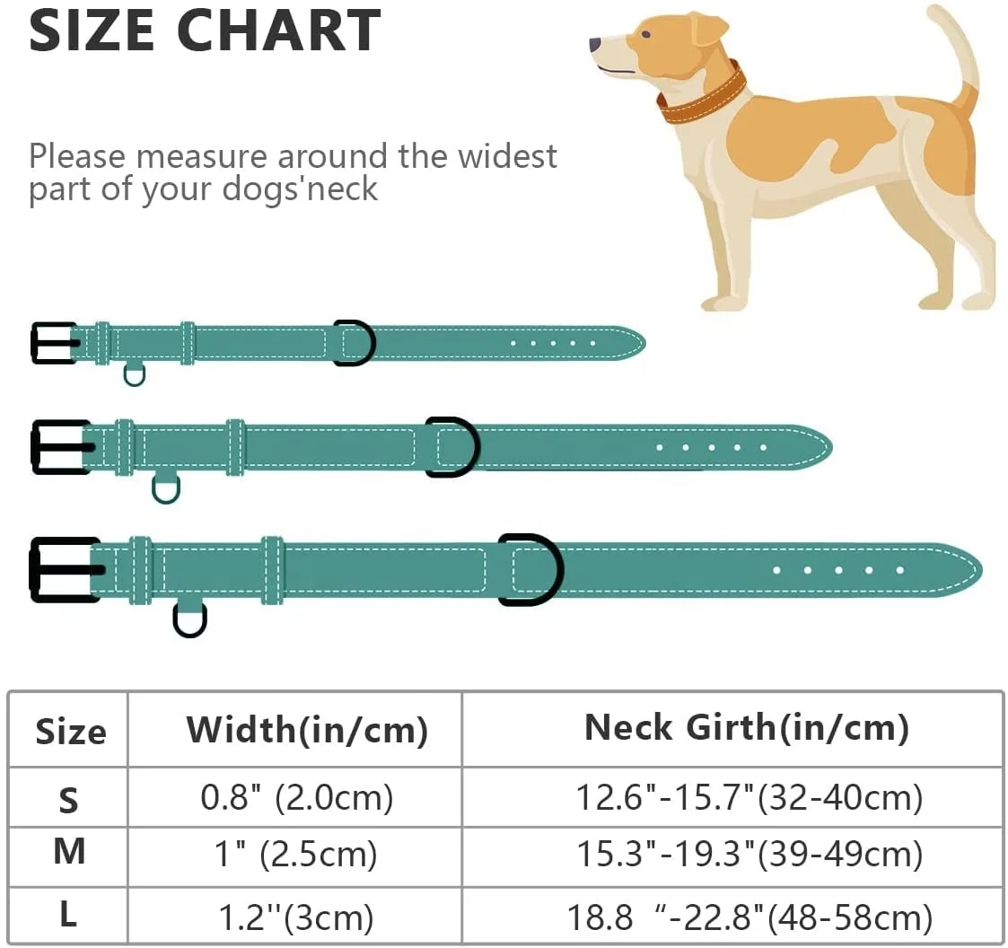 Boshiho Custom Adjustable Luxury Fancy Pet Personalized Pet Dog Collars Outdoor Leather Dog Collar with Name Tag D ring