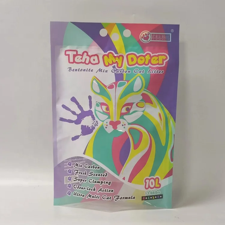 Custom Printed plastic pet dog food packaging, cat litter sand bags 2l 5l 6l 7l 10l  Cat Litter Packaging Bag