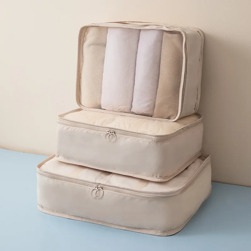 3 pcs-Set Packing Cubes Mesh Nylon storage bag Foldable Luggage Packing Organizers for Travel Accessories