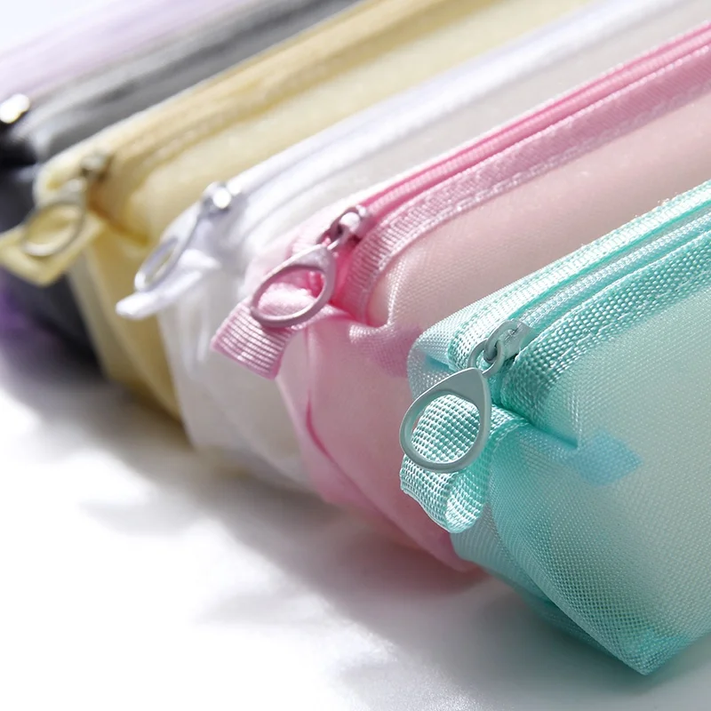 wholesale simple design college style comfortable fabric zipper round custom color stationery pen bag pencil bag