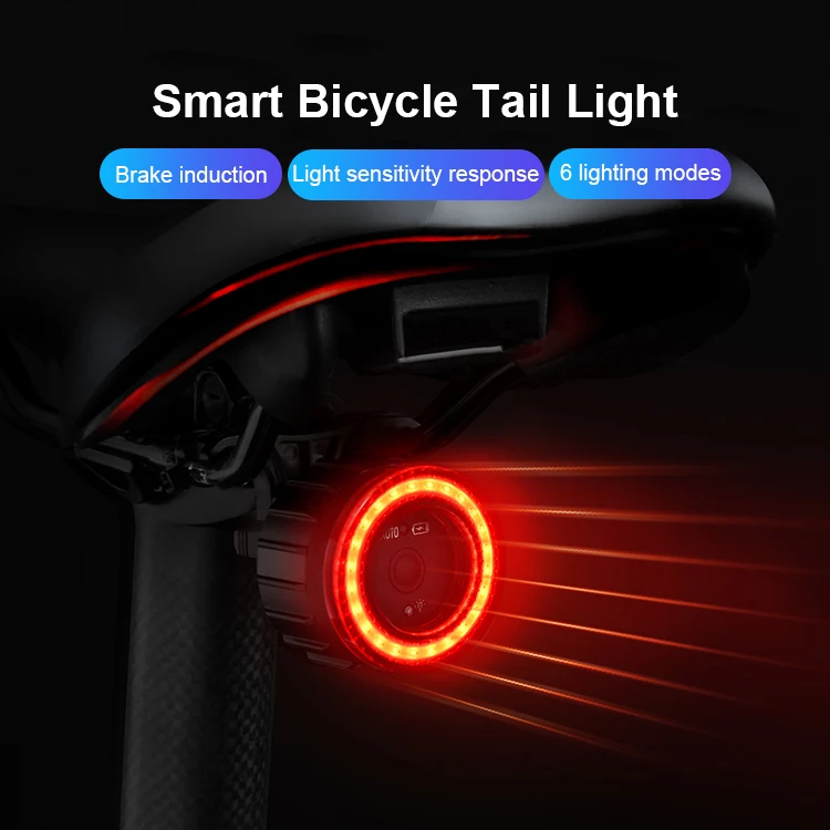 Bicycle Smart Auto Brake Sensing Taillight Waterproof LED Charging Cycling Tail Light Bike Rear Light Accessories