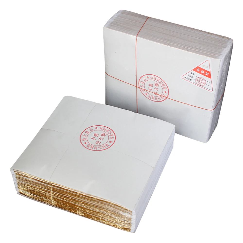 13*13.5 cm Grasp Gold Leaf Imitation Gold Foil Sheets Decorative Wall Covering Art Crafts Furniture Antique Copper Gold Leaf