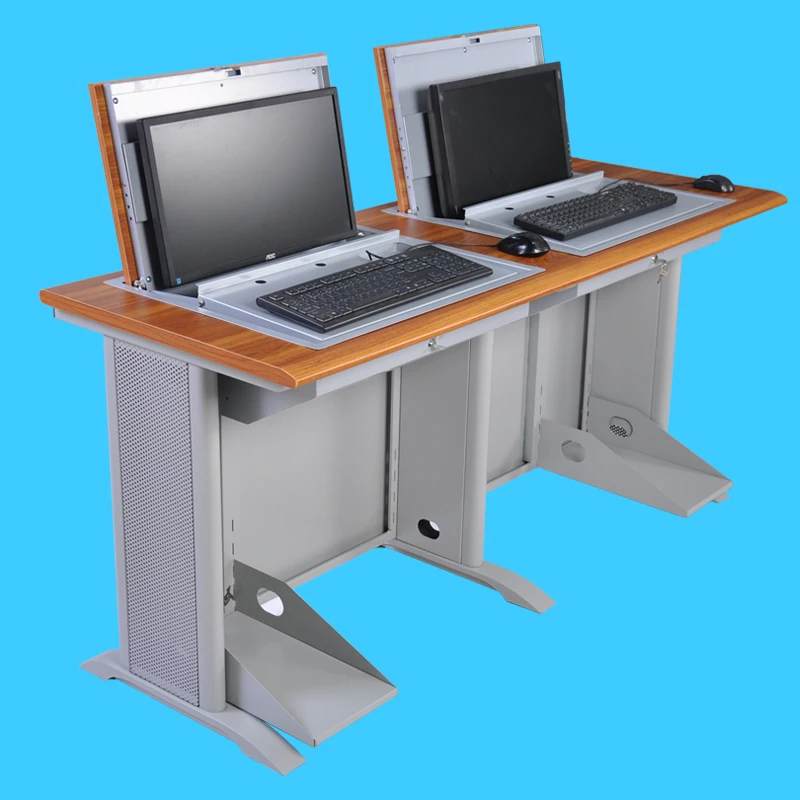 Cold Rolled Steel Gray Hidden LCD Monitor Screen Case for Flip Top Computer Table