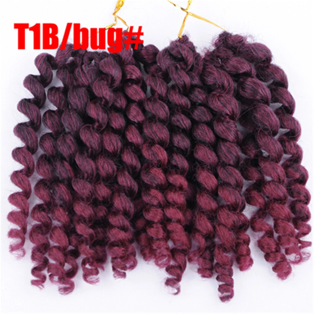 
8inch Ombre Synthetic Jumpy Wand Curl Crochet Braids 20strands Jamaican Bounce Synthetic Crochet Hair Extension For Black Women 