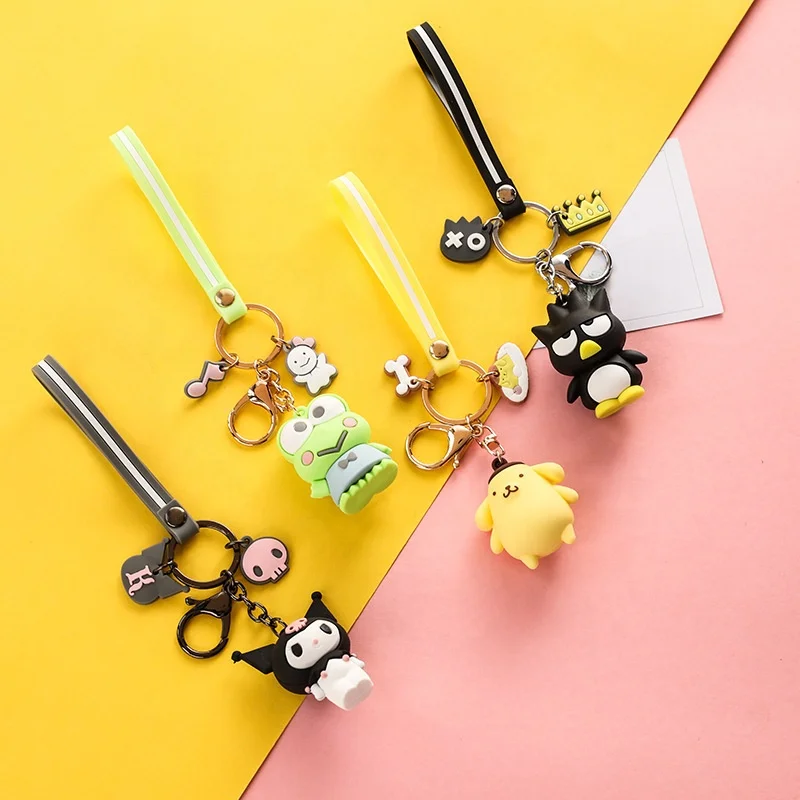 Adorable Anime Pudding Dog Key Ring Lady PVC Metal Keychain Pendants For Key Bag