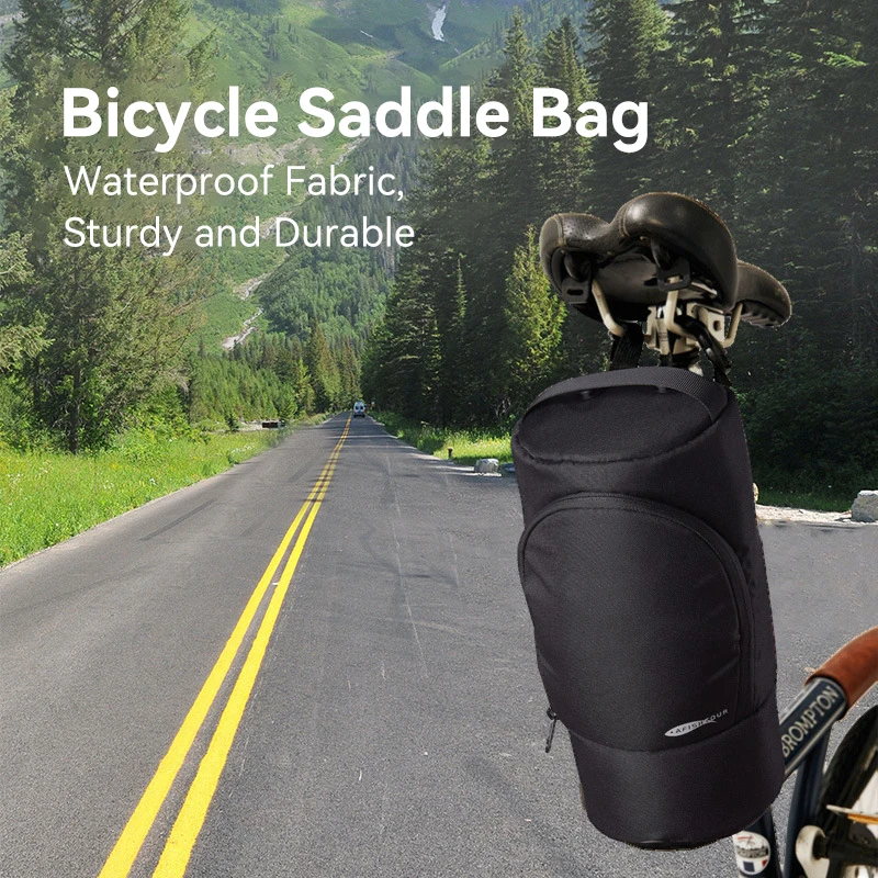 Custom 5.5L Polyester Travel Waterproof Touring Cycling Small Outdoor Bicycle Cycle Pouch Mountain Rear Bike Saddle Bag