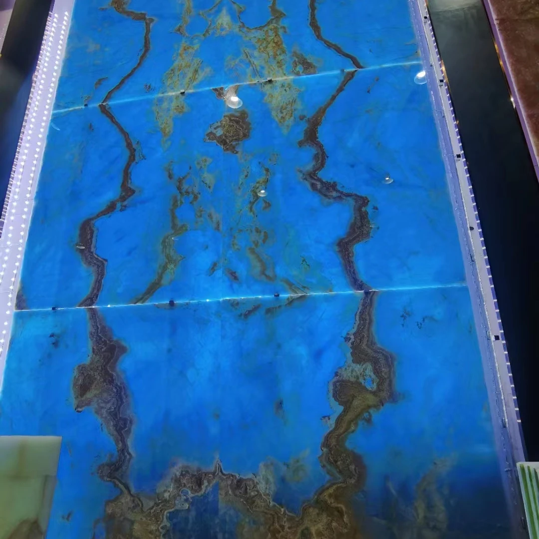 luxury Light Blue Onyx Marble Wall Panel Natural Blue Onyx Slabs for Marble Floor Tiles