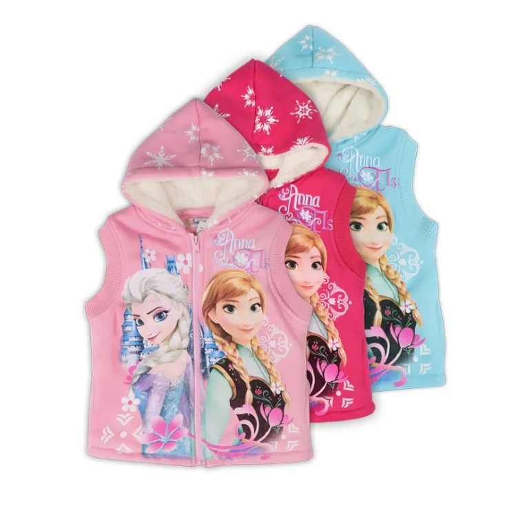 
Winter vest for girls children clothing warm style frozen vest for kids 3-10 years old zipper waistcoat 