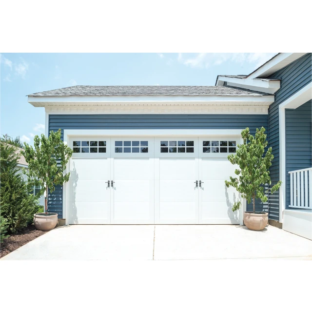 horizontal bi-fold garage door with tempered glass wooden color sectional panels aluminum garage door