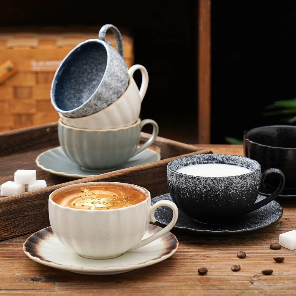 Wholesale Ceramic Vintage Mug Milk Mugs Teacup Japanese Style Latte Cup for Cappuccino Tea Mugs