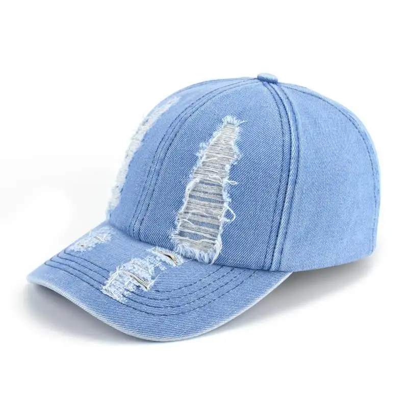Hot selling retro denim DID hats fashionable sun shading distressed high-quality customization baseball caps