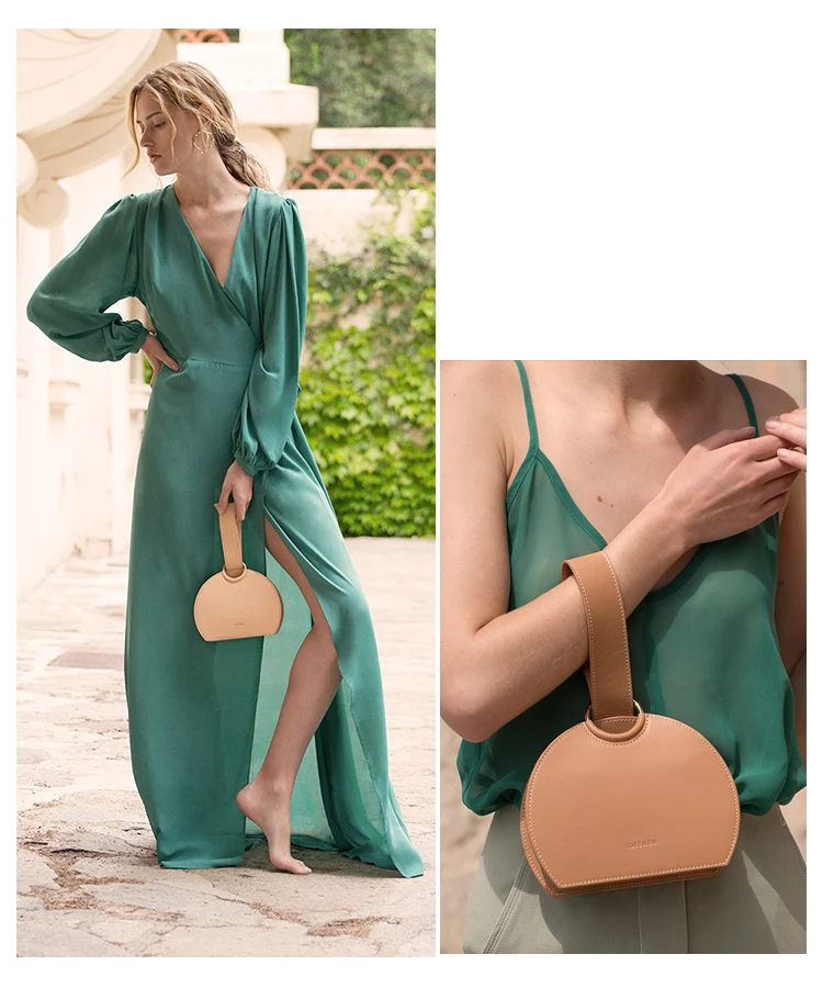 Luxury Designer Handbag Casual Semicircle Handbags Women Top-handle PU Leather Totes Ladies Simple Purses Design Chic