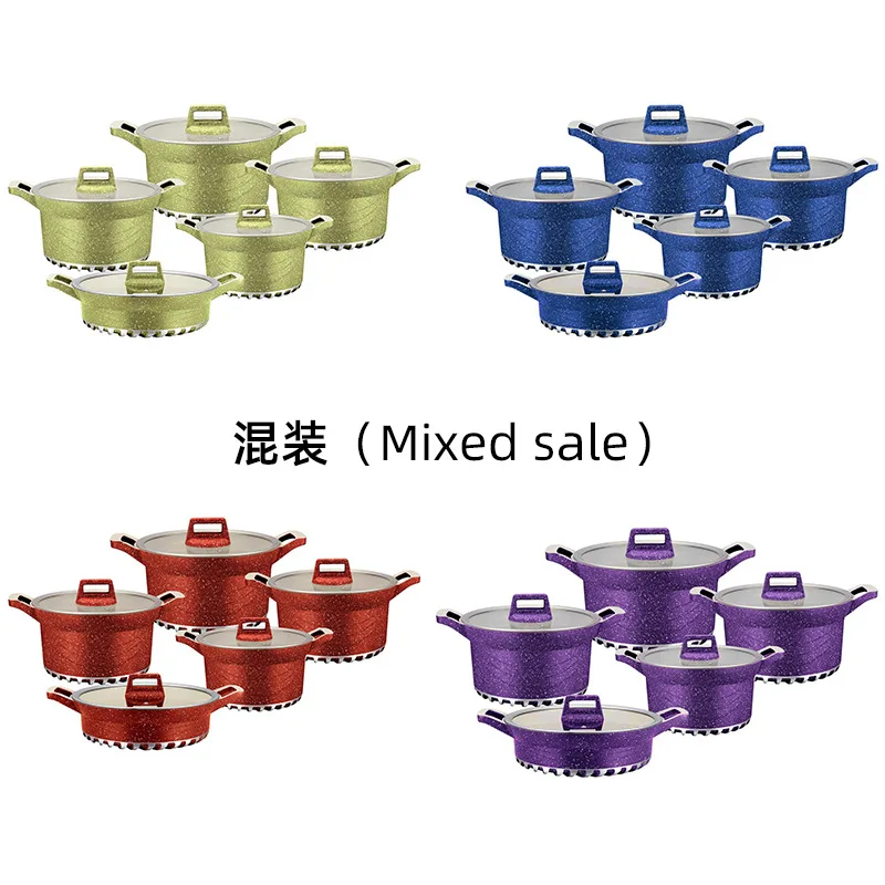 Pans Kitchen Utensils Die Cast Non-stick Cookware Set 10 Piece Wood Modern Glass Cover Household Aluminum Customized Size