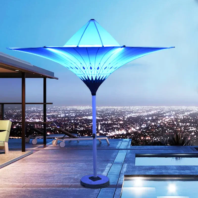Garden Parasol Umbrellas Outdoor Luxury Umbrella Led Light Restureant Windproof Outdoor Led Umbrella