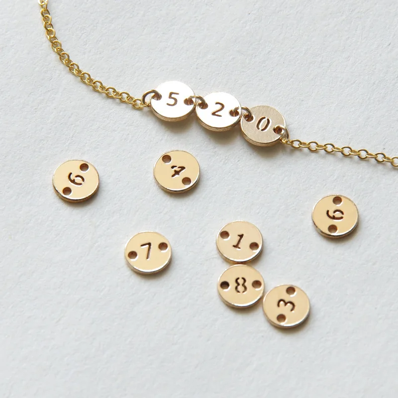 Real 14K Gold Filled Number Charms 0-9 Digital Connectors for Jewelry Bracelet Making