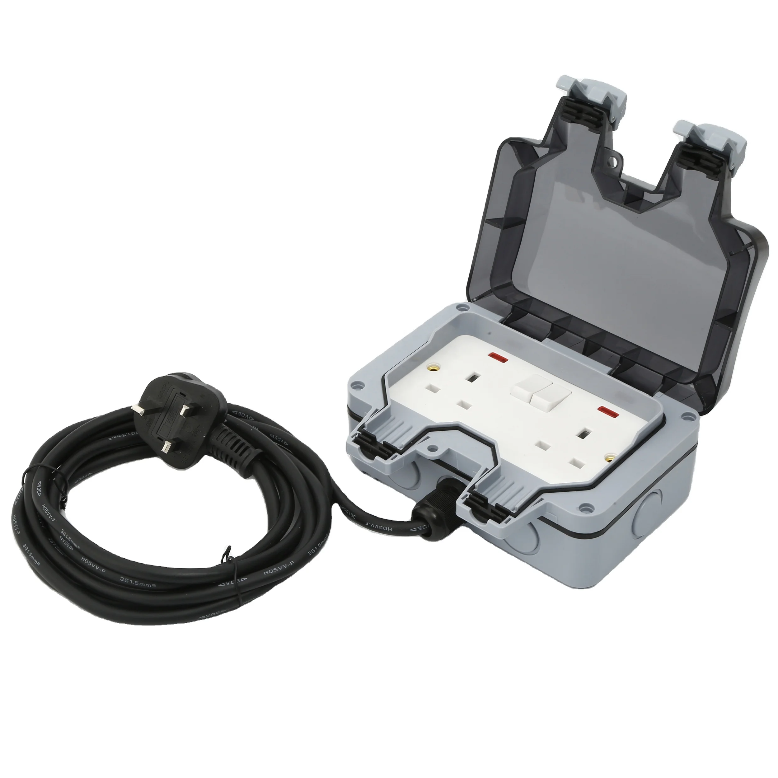 MP22-N Waterproof 13amp 2 gang Wall Switch Socket UK Dust Cover Waterproof Protector Protect Cover Switch Socket