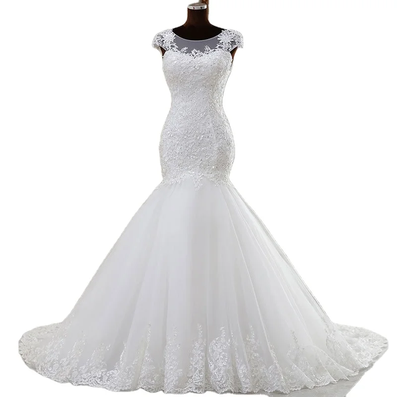 New Production Plus Size Sequin Pearl White Fashion Vestido De Noiva Bridal Tulle Mariage Women Wedding Dress