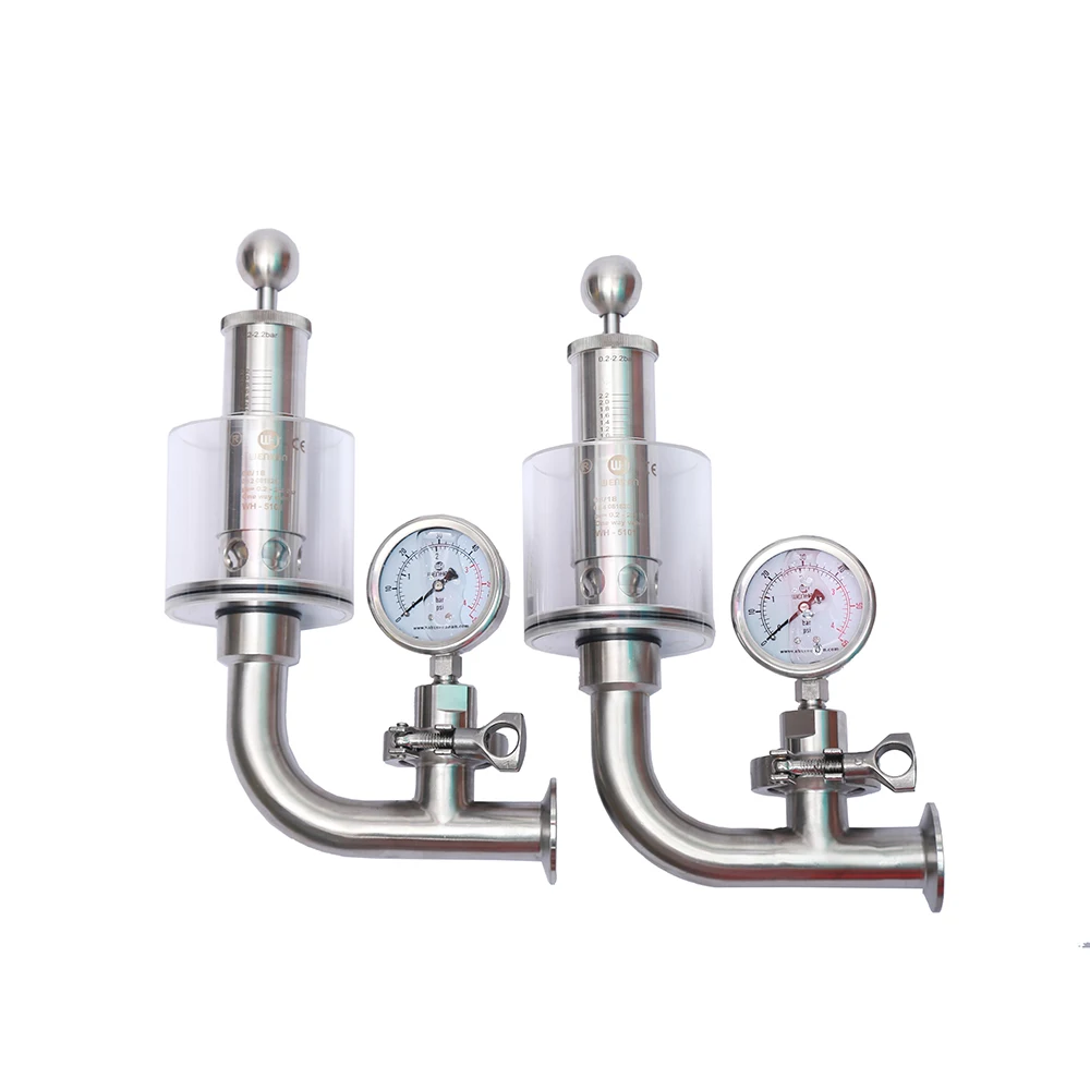 Factory Direct Sale Tri-clamp Pressure Gauge Sanitary Adjustable Pressure Bunging Valves