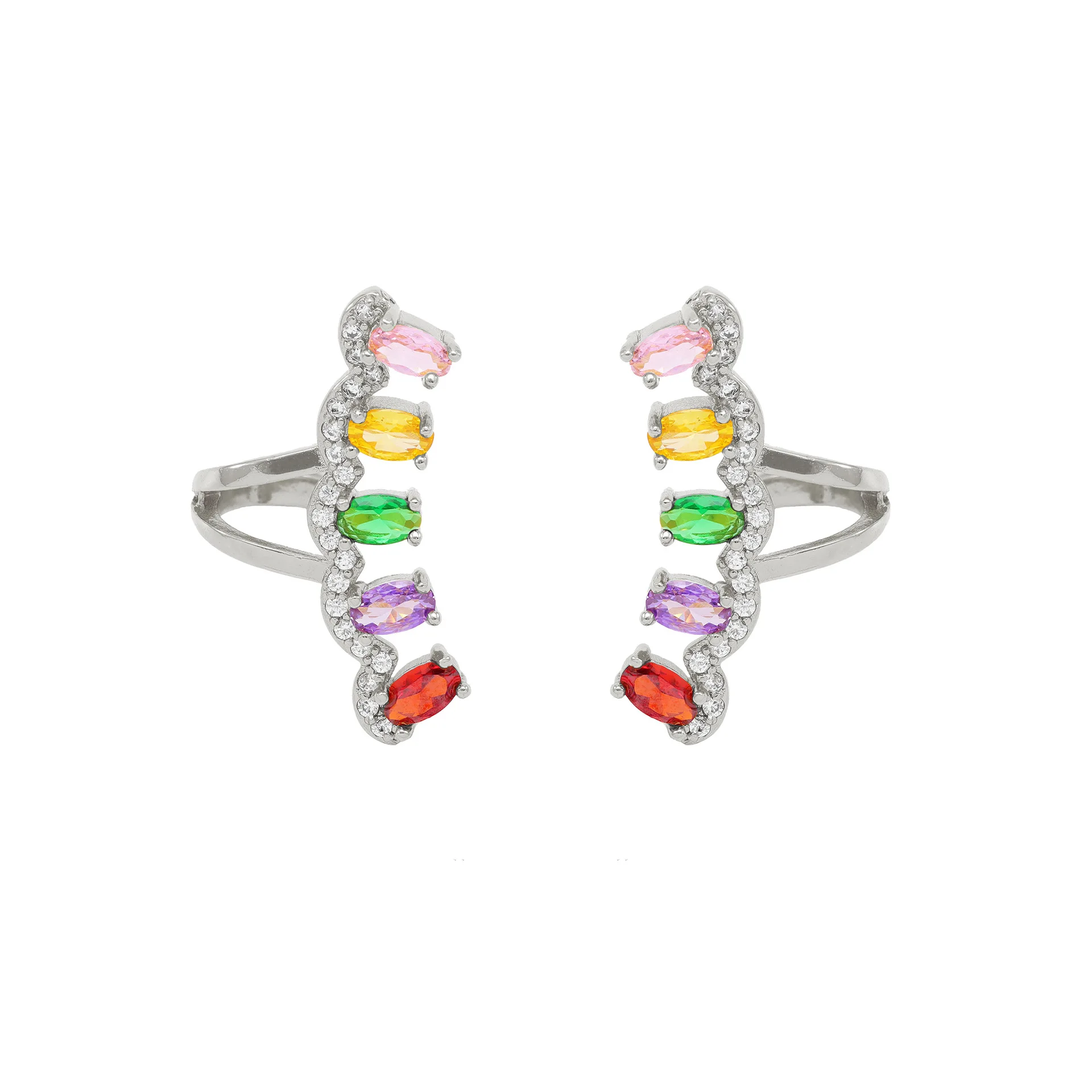 Custom Fashion Trend Micro Inset Color Zircon Jewelry Suitable For Custom Stainless Steel Ear Clips Without Ear Holes